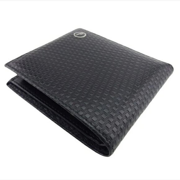 Dunhill Bifold Wallet Black x silver Women Authentic secondhand